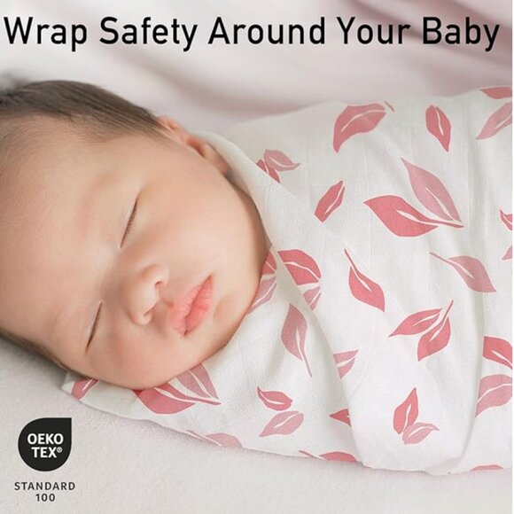 Gllquen Set of 6 pink and white muslin swaddle blankets EUC - Picture 2 of 6